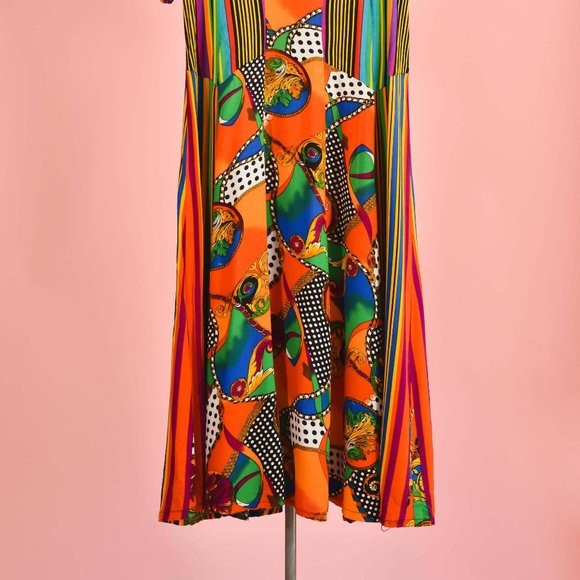 90s Vintage Colorful Striped Summer Maxi Dress - Picture 2 of 11